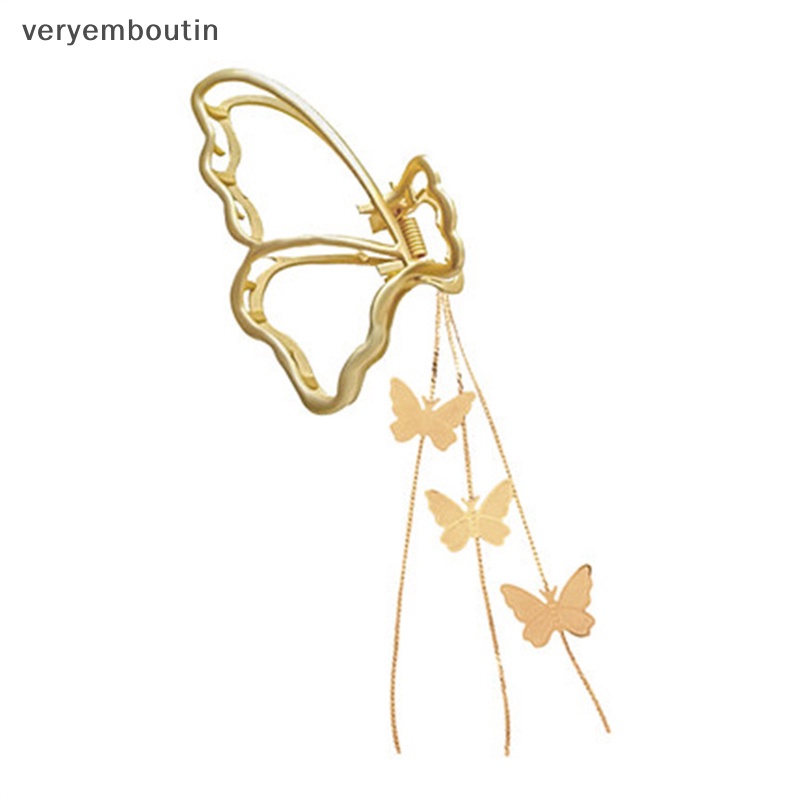 Kẹp Tóc Kim Loại Hình Bướm Rỗng Đính Ngọc Trai Cho Nữ