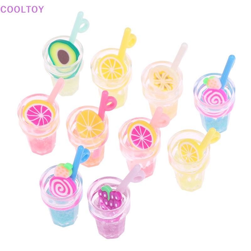 Set 10 Mặt Dây Chuyền Resin 3D Diy Phát Sáng Trong Đêm Hình Cốc Nước Hoạt Hình