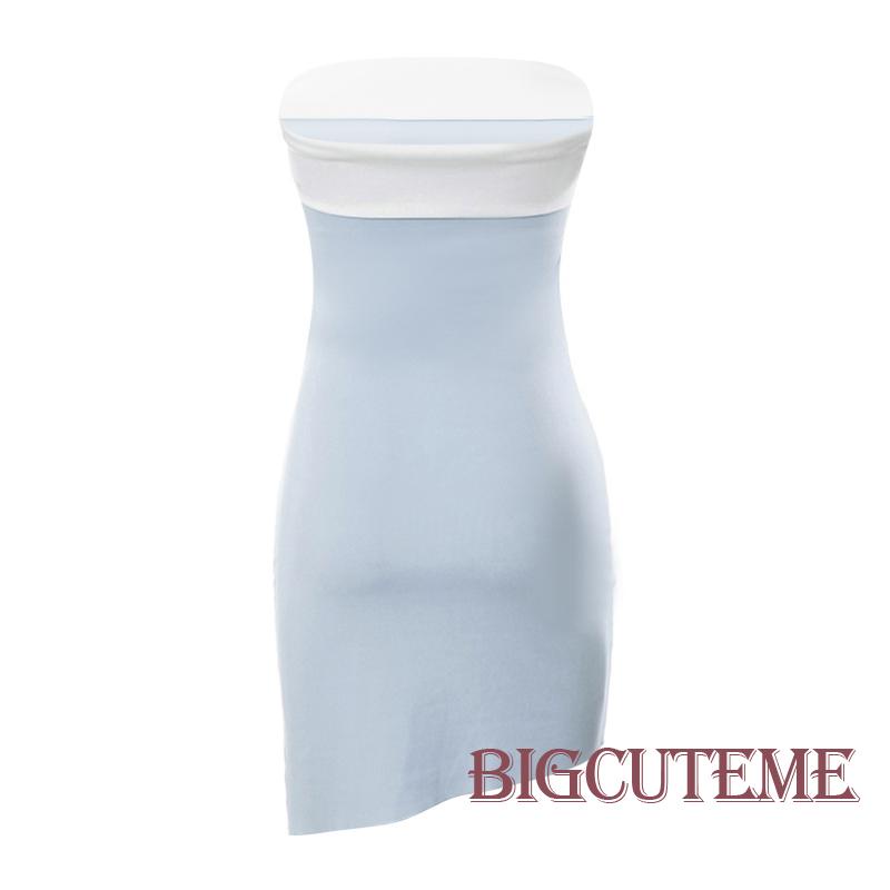 [] - Đầm Mini Ôm Dáng Cổ Thuyền Hở Lưng Không Dây Màu Sắc Tương Phản Thời Trang Mùa Hè Dự Tiệc Cho Nữ
