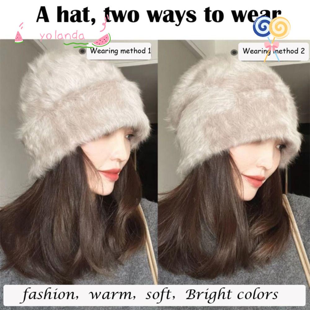 Mũ Lông Thỏ Mềm Mại Ấm Áp Dành Cho Nữ