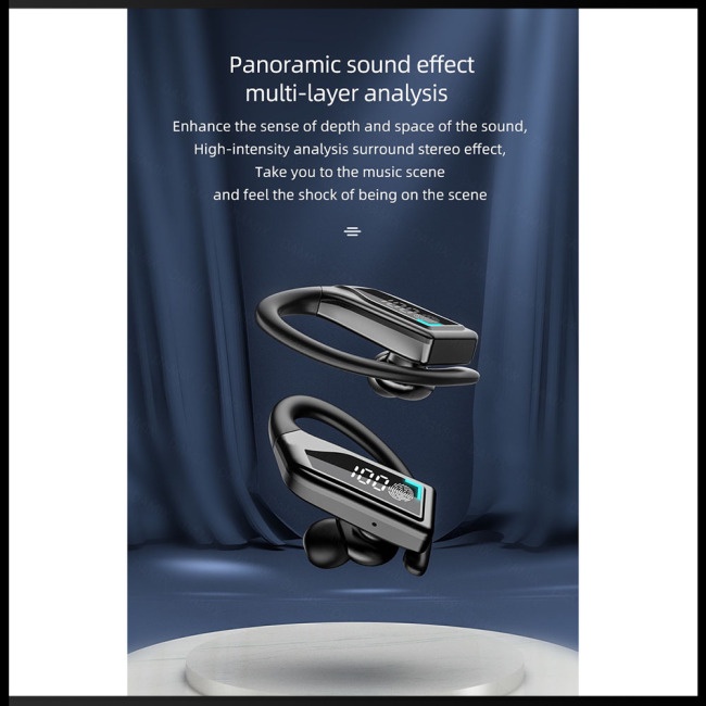 1 Cặp Tai Nghe Bluetooth Không Dây Q8 Tws Có Móc Tai Hiển Thị Màn Hình Kỹ Thuật Số Giảm Tiếng Ồn