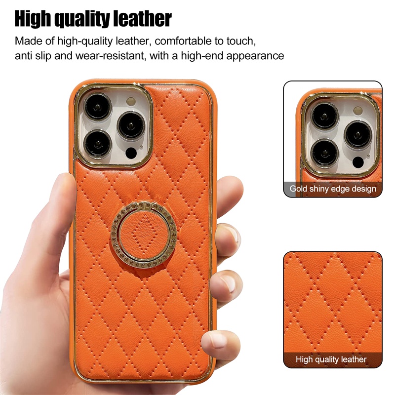 Ốp Điện Thoại Da Cứng Dạng Lưới Có Giá Đỡ Sang Trọng Cho IPhone 14 Pro i14 13 Pro 12Pro max 11 11Pro