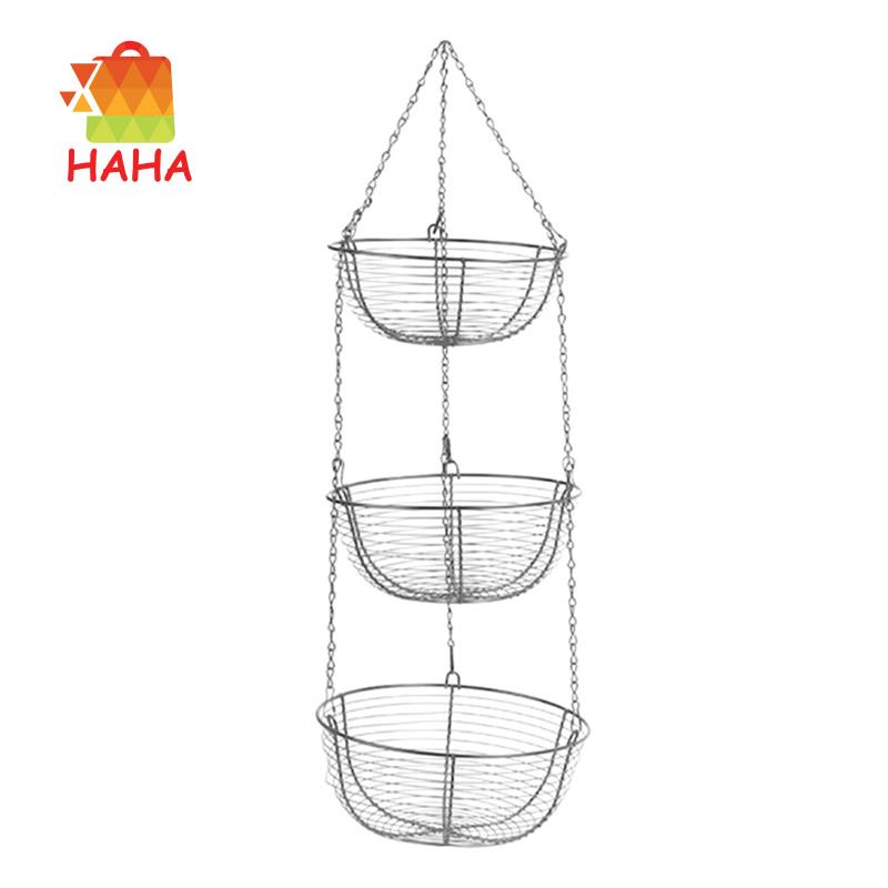 Giỏ Treo Trái Cây 3 Tầng Bằng Dây Kim Loại Màu Đen