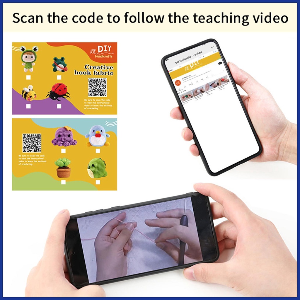 Bộ Dụng Cụ Đan Móc Len Thủ Công Hình Động Vật Kèm Túi Đựng Cho Trẻ Em Mới Bắt Đầu