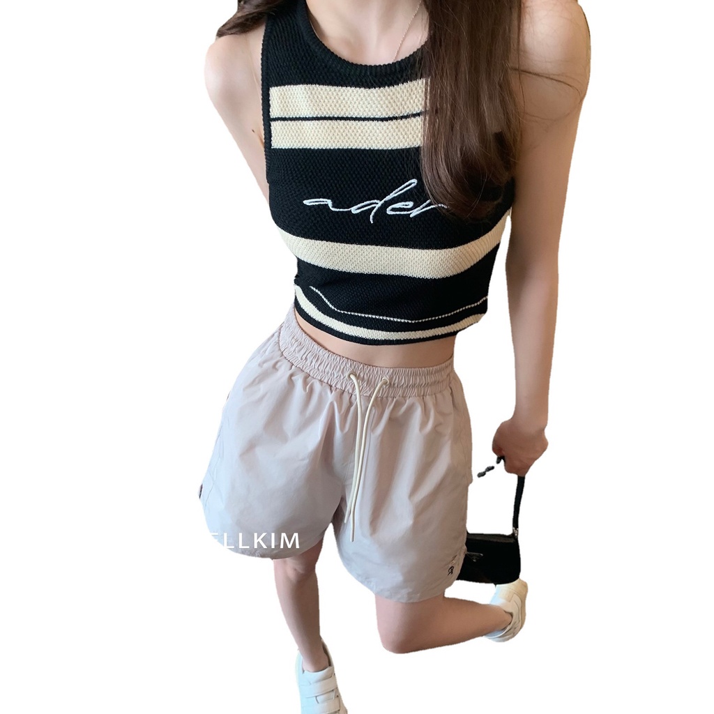 Áo Thun Nữ Cộc Tay Cổ Tròn Sọc Ngang Thời Trang Hàn