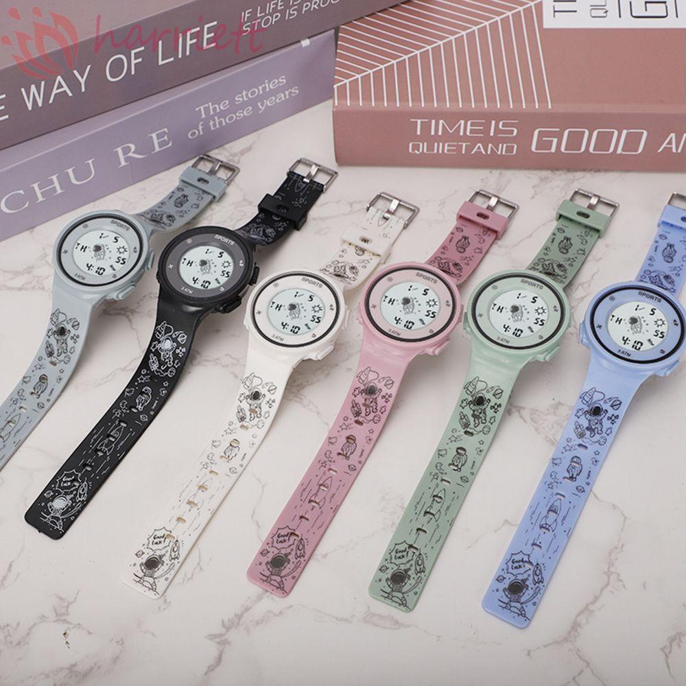 Đồng hồ đeo tay điện tử dạ quang chống thấm nước màn hình lớn họa tiết phi hành gia hoạt hình cho bé