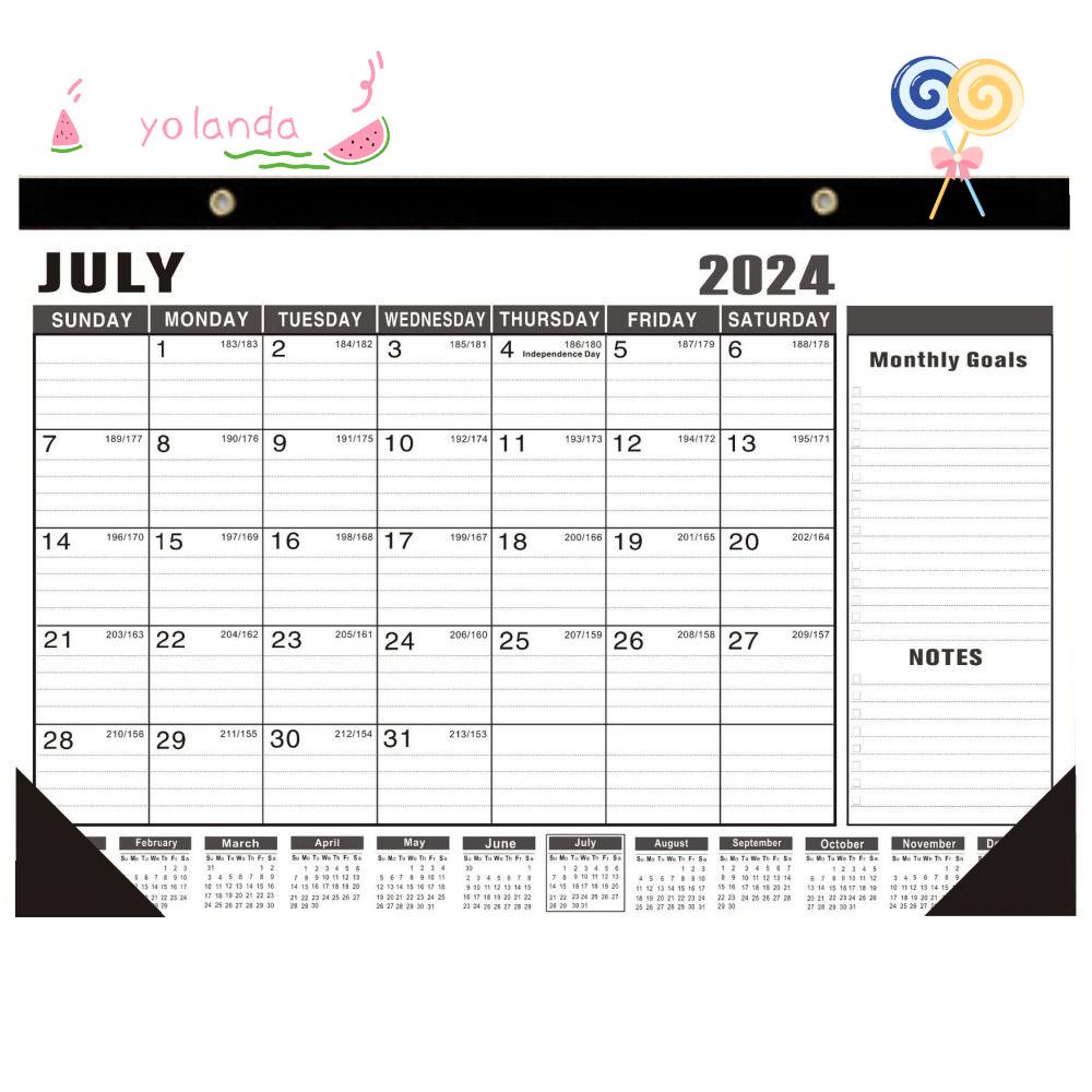 YOLA Lịch Giấy Treo Tường 18 Tháng Dùng Lên Kế Hoạch Dành Cho Văn Phòng