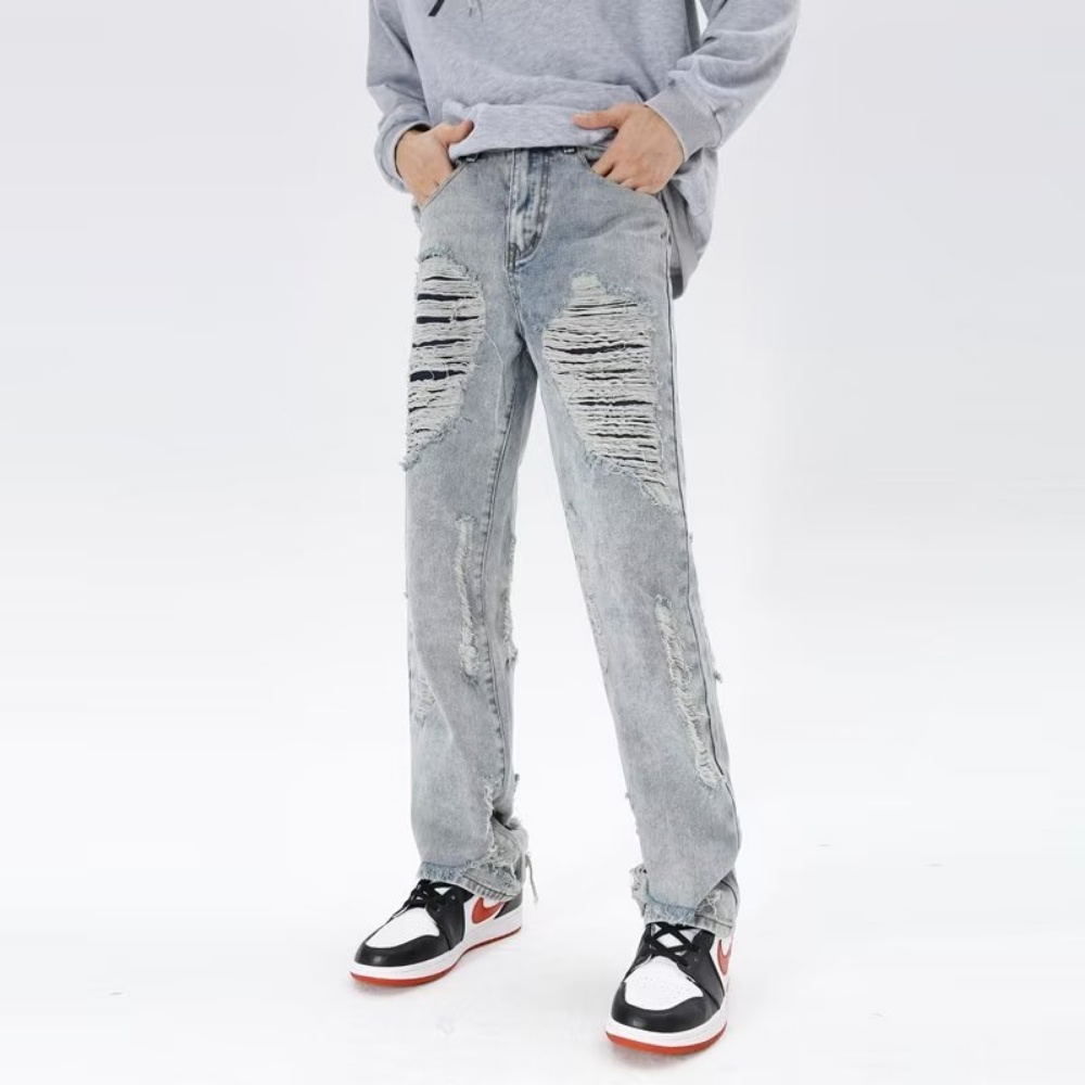 Bzyc Quần Jean Dài Thẳng Cắt Micro Ống Loe Cao Phong Cách Đường Phố Mỹ Thời Trang Mùa Hè Mới Dành Cho Nam