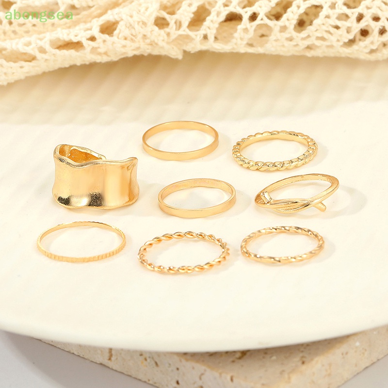 Set 8 Nhẫn Kim Loại Đeo Khớp Ngón Tay Phong Cách Vintage Cho Nữ