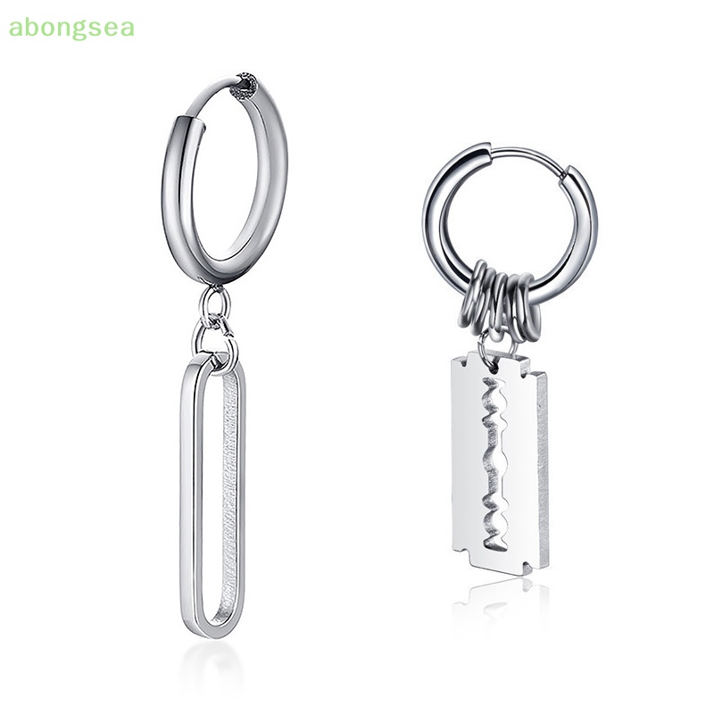 1 Đôi Bông Tai Hình Dao Cạo Bằng Thép Không Gỉ Thời Trang Cho Nam Và Nữ