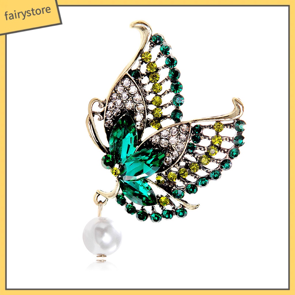 Ghim Cài Áo Kim Loại Hình Bướm Đính Đá Ngọc Trai