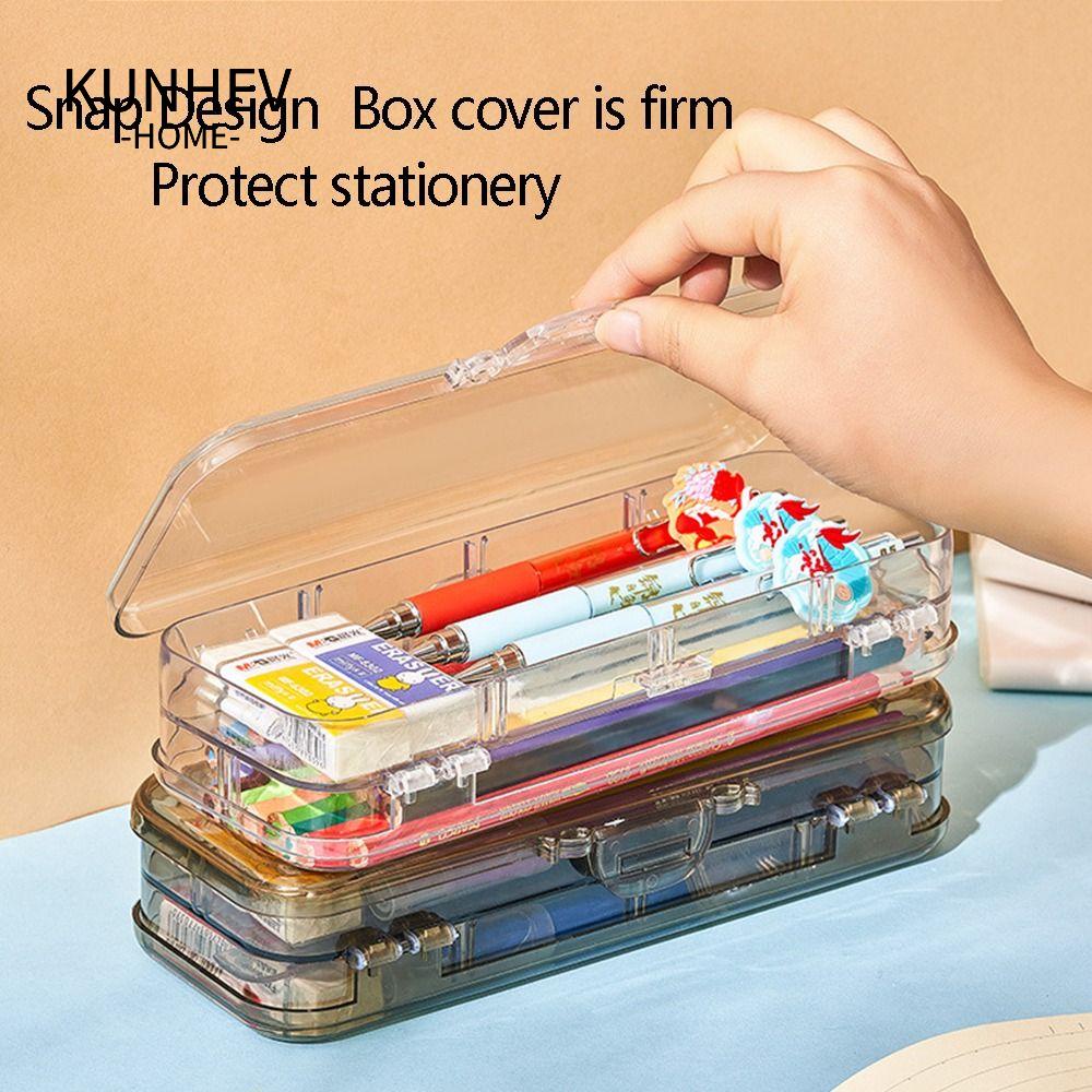 KUNHEV Túi Đựng Bút Hai Lớp Cỡ Lớn Họa Tiết Hoa Mẫu Đơn Xinh Xắn