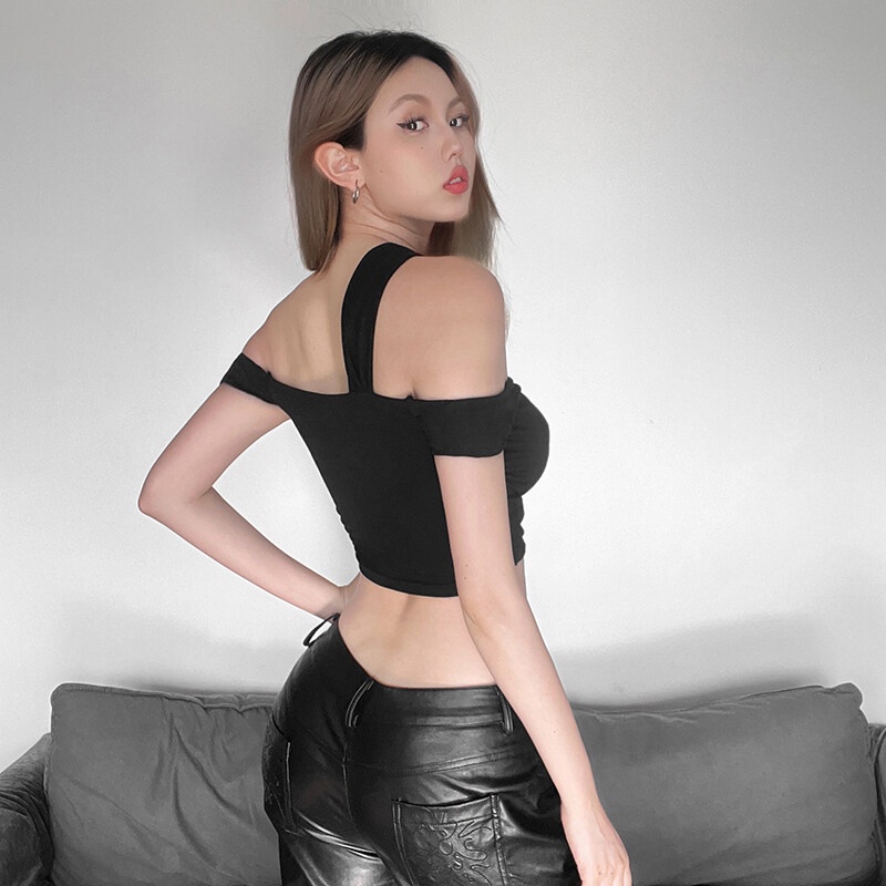 Kliou Áo Tank Top Lệch Vai Dáng Ôm Thời Trang 2023 Quyến Rũ Cho Nữ