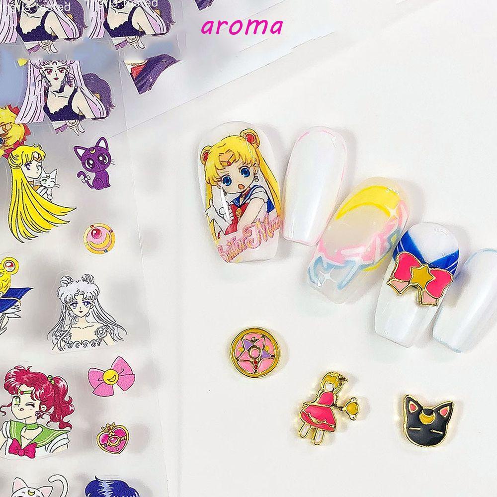 Miếng Dán Trang Trí Móng Tay Hình Thủy Thủ Mặt Trăng Dễ Thương Bằng Hợp Kim Chống Thấm