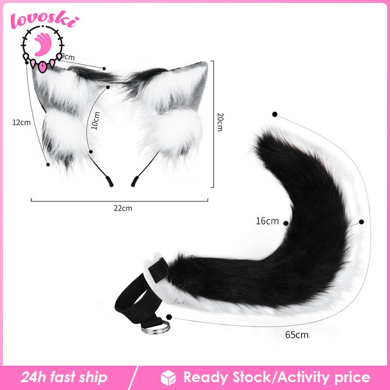 Bộ Kẹp Tóc Tai Và Đuôi Lông Giả Hóa Trang Cho Nữ