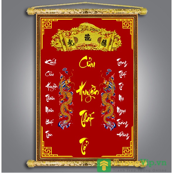 Tranh Liễn Thờ - Vải Canvas Cao Cấp - Cửu Huyền Thất Tổ