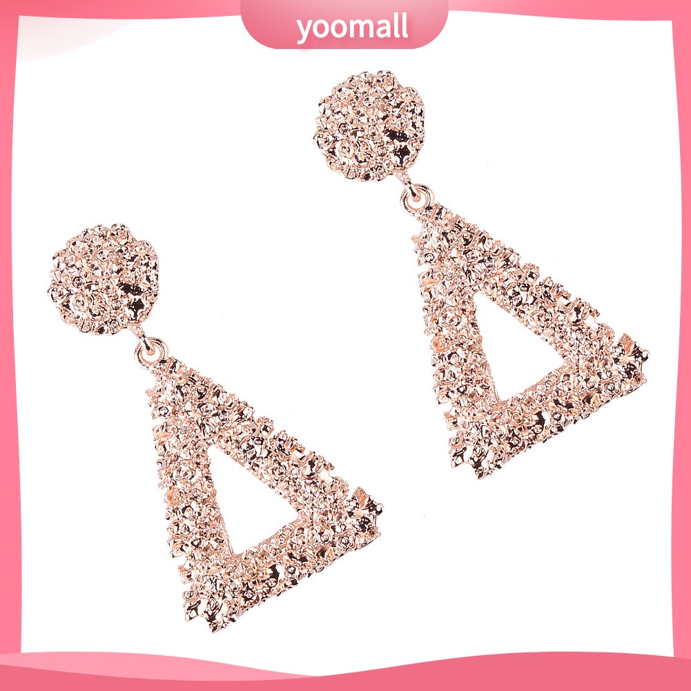 [YM] Bông Tai Kim Loại Hình Tam Giác Rỗng Phong Cách Âu Mỹ Cá Tính Thời Thượng