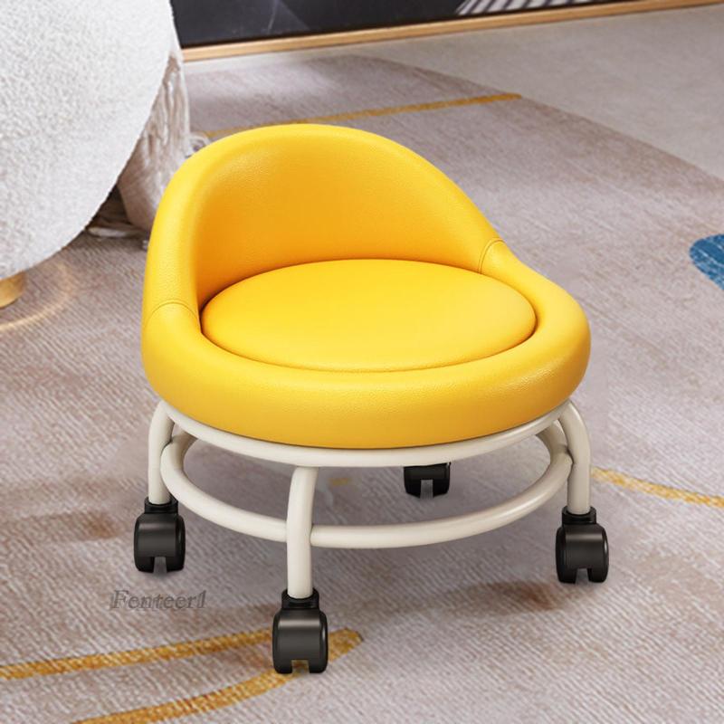 [Fenteer1] Ghế Lăn Làm Sạch Tròn Thấp Có Tựa Lưng Cho Tiệm Cắt Tóc / Nhà Bếp