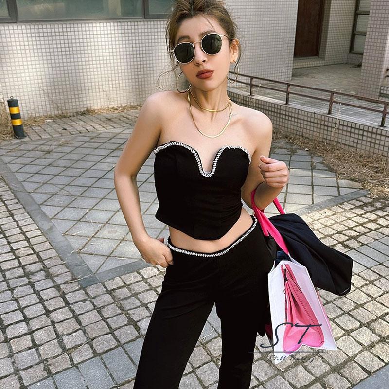 Áo Không Tay Cổ Chữ V Khoét Sâu Đính Đá Lấp Lánh CY03 Cho Nữ