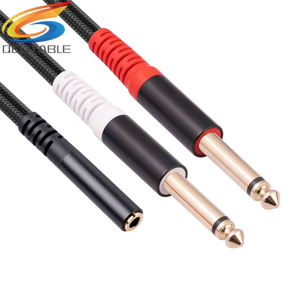 Dây Cáp Âm Thanh 3.5mm Đầu Cái Sang Đầu Đực 6.35mm Dài 0.3m Cho Loa Trộn