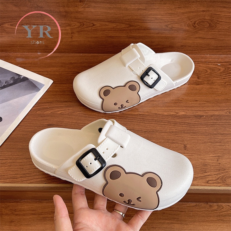 Dép Quai Ngang Chống Trượt In Hình Gấu Hoạt Hình Dễ Thương Cho Cặp Đôi