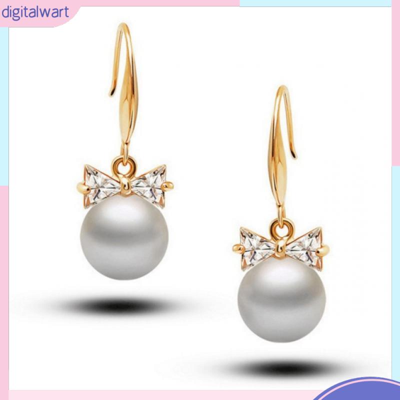 Đôi Bông Tai Hình Chiếc Nơ Đính Đá / Ngọc Trai Thời Trang Cho Nữ