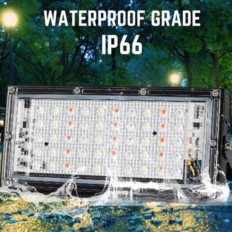 Đèn LED Chiếu Màu Sắc RGB 50W 220V RGB IP65 Chống Thấm Nước Kèm Điều Khiển Từ Xa