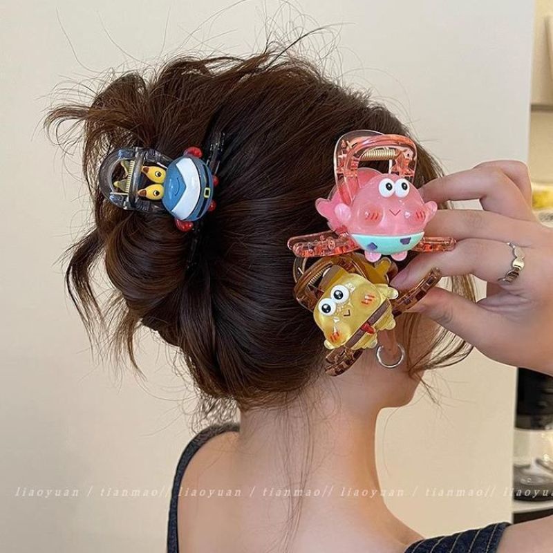 Kẹp Tóc Hình SpongeBob Vuông / Ngôi Sao / Cá Mập Dễ Thương Phong Cách Nhật Hàn Cho Nữ