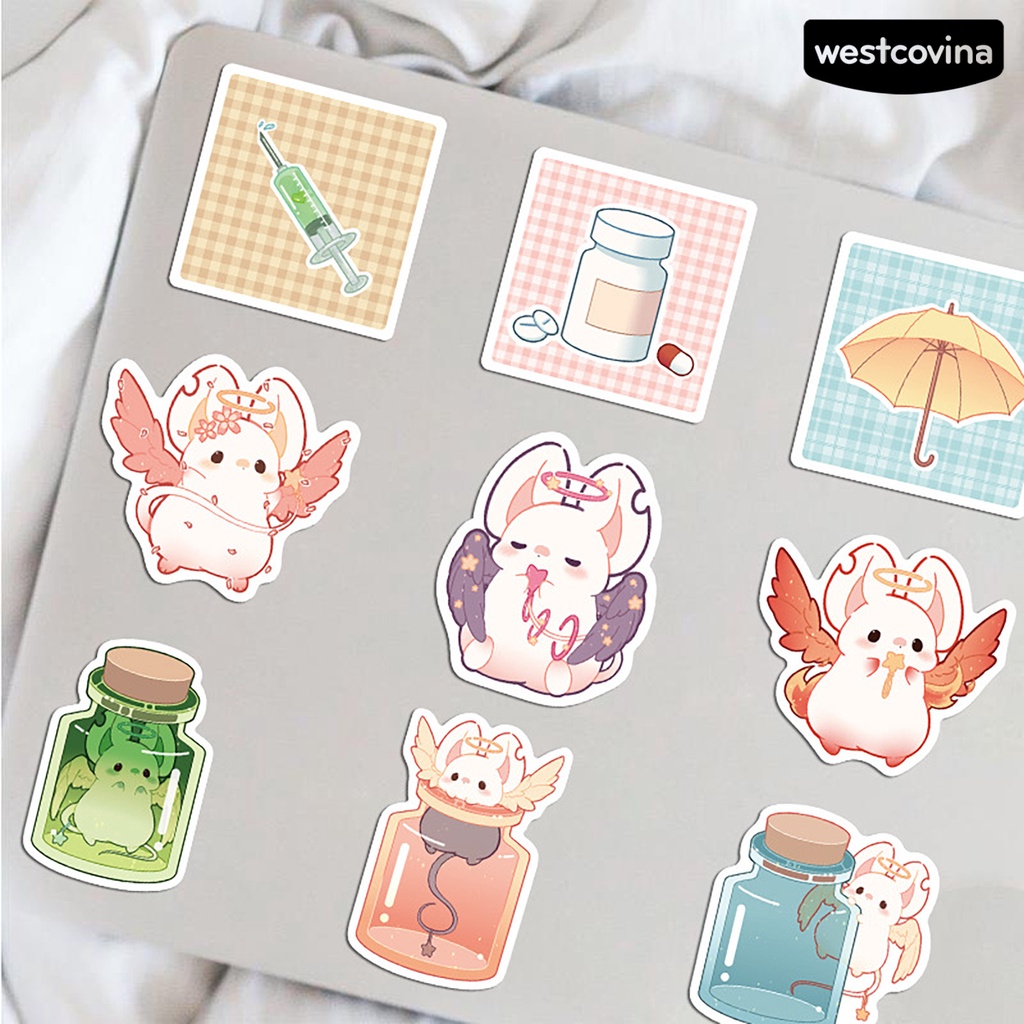 [WSTN] [WSTN]✎Set 50 Miếng Dán Trang Trí Laptop Bằng PVC Trong Suốt Họa Tiết Chuột Dễ Thương DIY