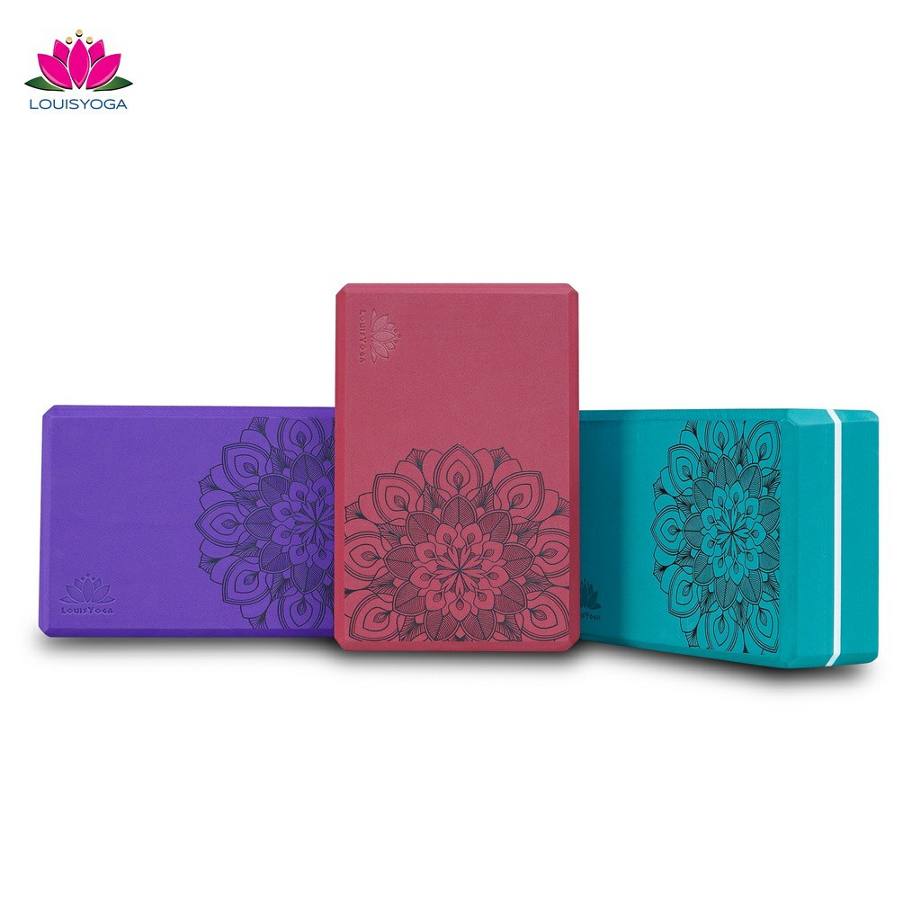 Gạch tập Yoga Louis cao cấp in nổi hoa mandala trọng lượng 320g  - Thương hiệu LOUIS YOGA