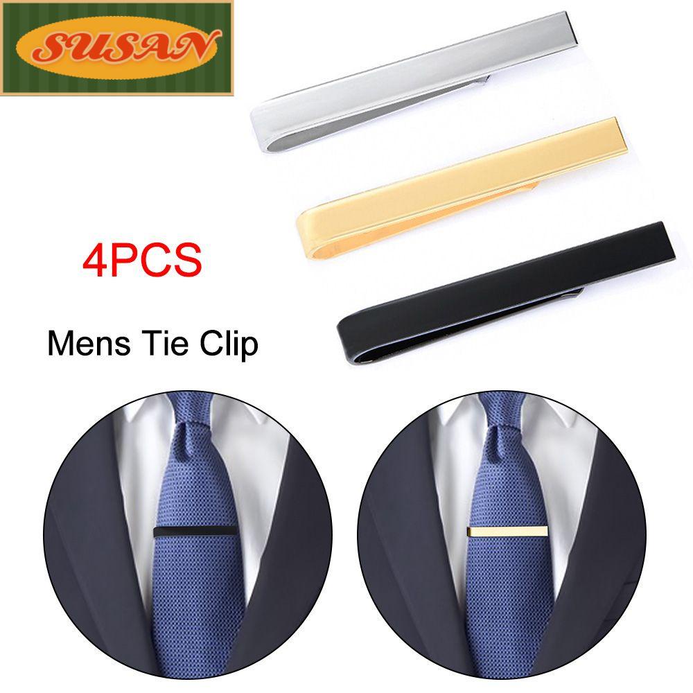 SUSANS Set 4 Kẹp Cà Vạt Thiết Kế Mới Cao Cấp Thời Trang Dành Cho Nam