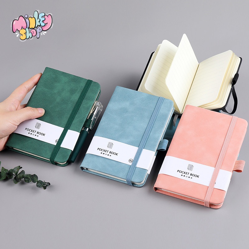 Sổ tay ghi chép mini bằng da A6-A7 200 trang cao cấp notebook tập lên kế hoạch-Minkey