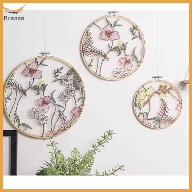 Set 3 Tranh Lưới Thêu Chữ Thập Hình Hoa Treo Tường Trang Trí Phòng Khách