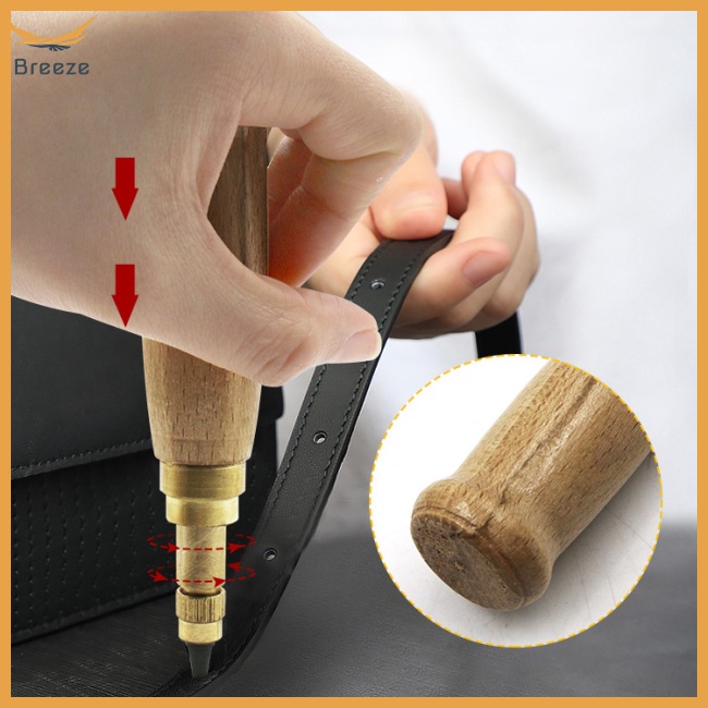 Bộ 6 Dụng Cụ Đục Lỗ Tự Động Bằng Thép Không Gỉ + Gỗ 1 Cái