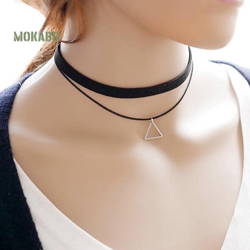 Vòng cổ Hai Lớp Họa Tiết Hình Tam Giác Thời Trang Hàn Quốc Cho Nữ