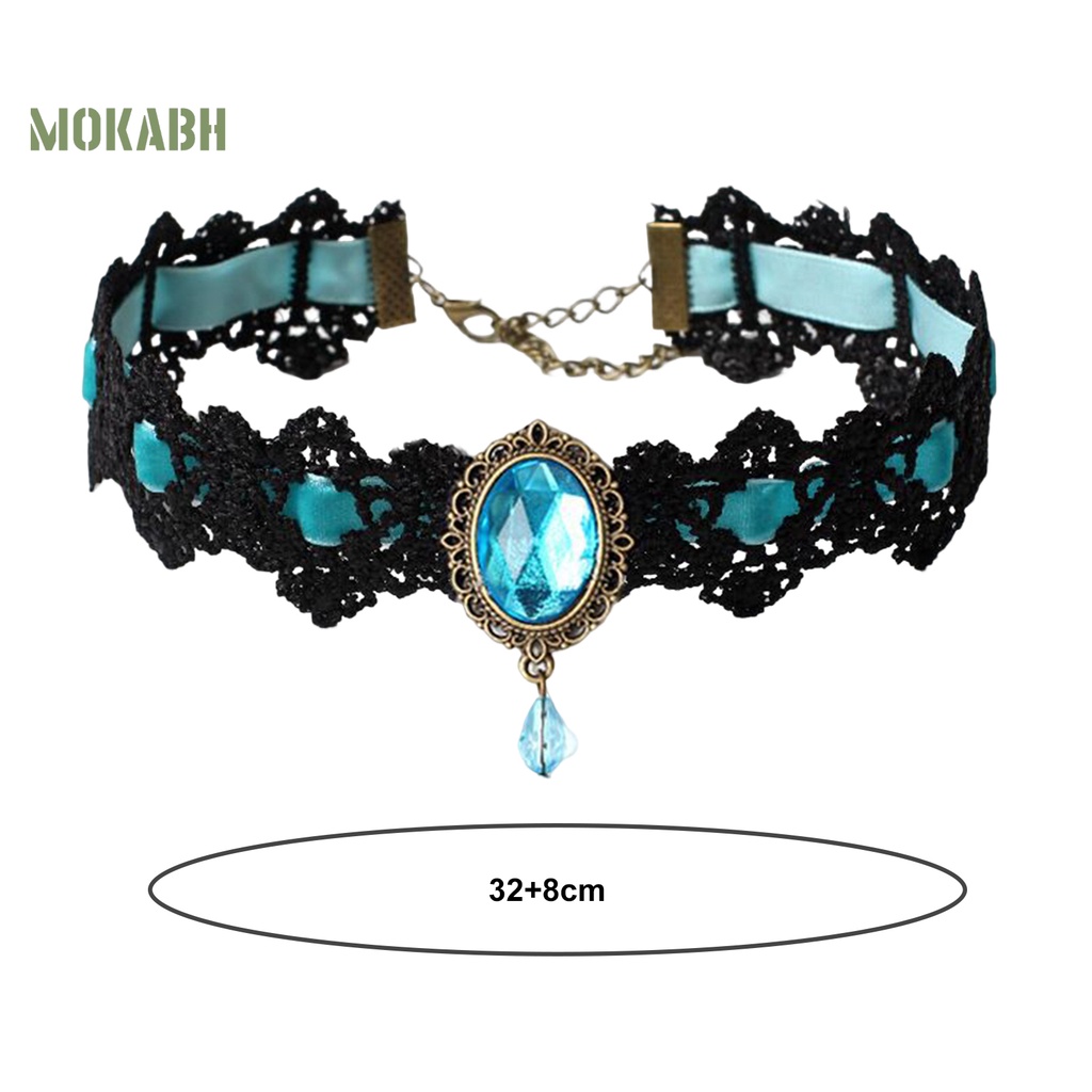 [Mok Abh] Vòng Cổ Choker Dây Bện Đính Đá Giả Phong Cách Gothic Punk