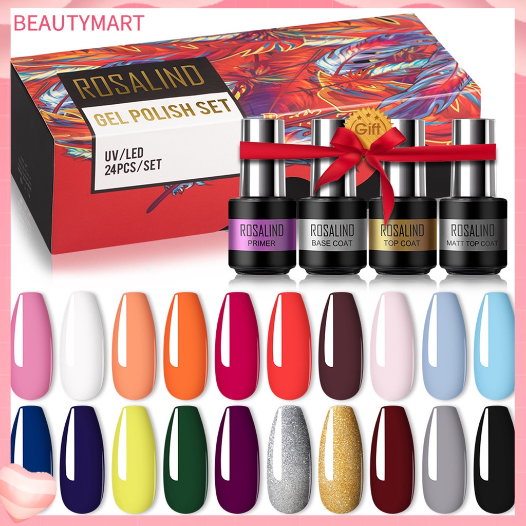 Set 24 Sơn Móng Tay Gel UV Tạo Hiệu Ứng Đẹp Mắt DIY