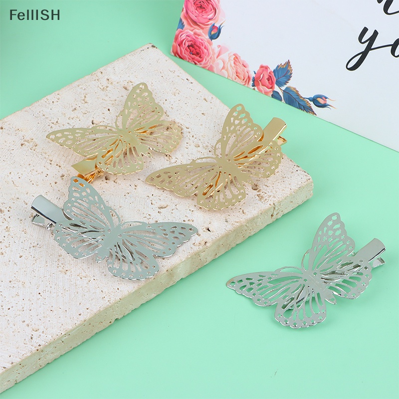 Bộ 2 Kẹp Tóc Hình Bướm Rỗng Bằng Kim Loại Thời Trang Cho Bạn Gái 439br