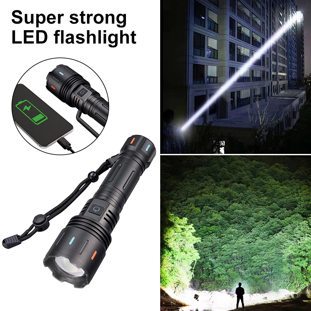 Đèn Pin LED laser Trắng Siêu Sáng Hình Chữ C Chống Thấm Nước IPX6 Có Thể Sạc Lại