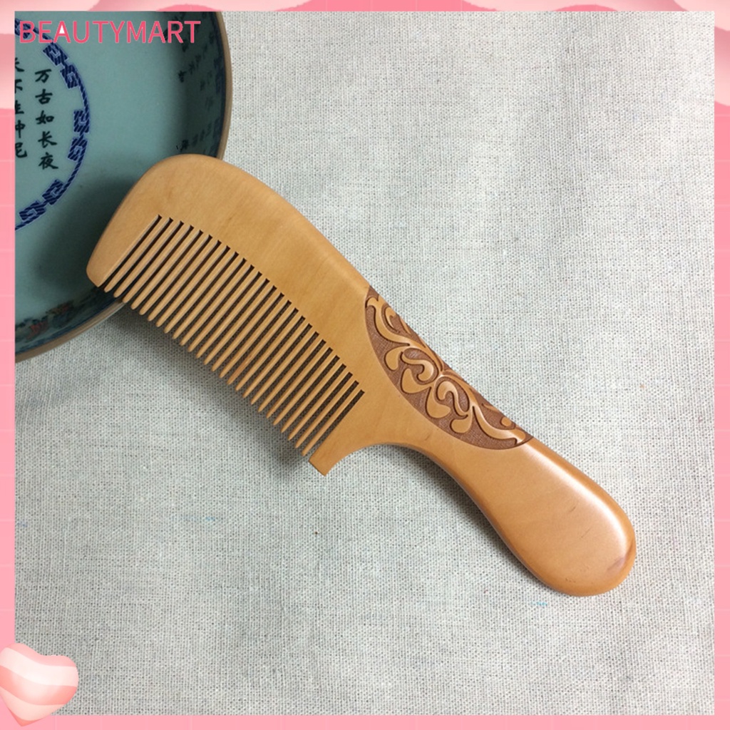 Lược Gỗ Hai Mặt Chạm Khắc Nhỏ Gọn Tạo Kiểu Tóc Cho Gia Đình