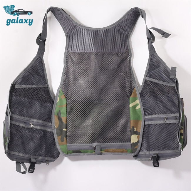 Galaxy Áo Khoác Câu Cá Sát Nách Vải Oxford Nhiều Túi Thoáng Khí Đa Năng Cho Nam