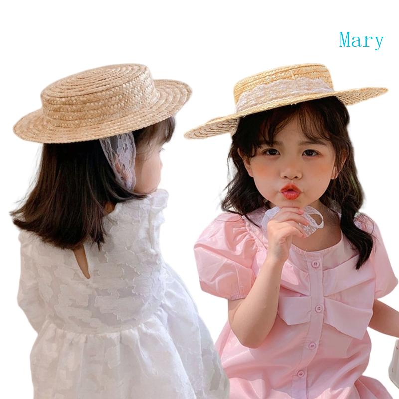 Mũ Cói Chống Nắng Phối Ren Thoáng Khí Thời Trang Đi Biển Mùa Hè Cho Bé Sơ Sinh