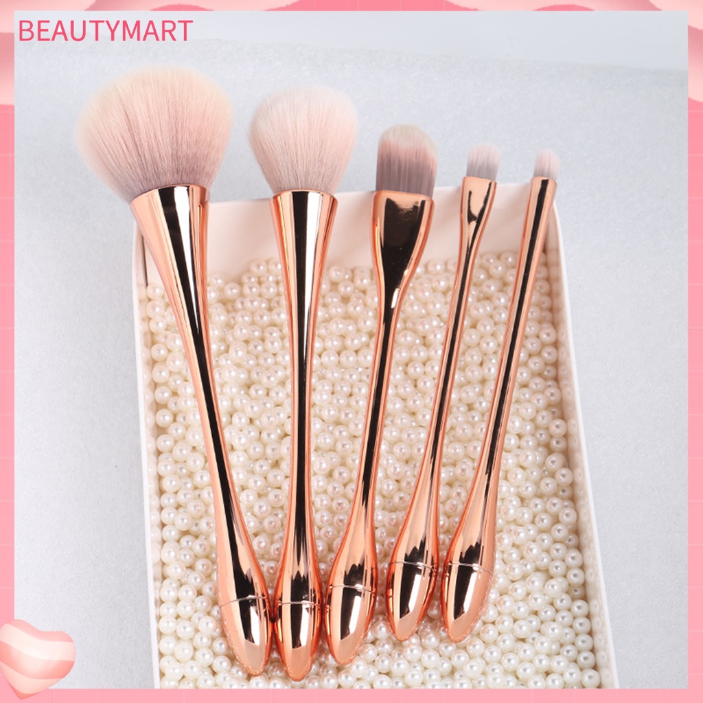 Set 5 Cọ Trang Điểm Thắt Lưng Bằng Nhựa Lông Mềm Mạ Điện Đa Năng