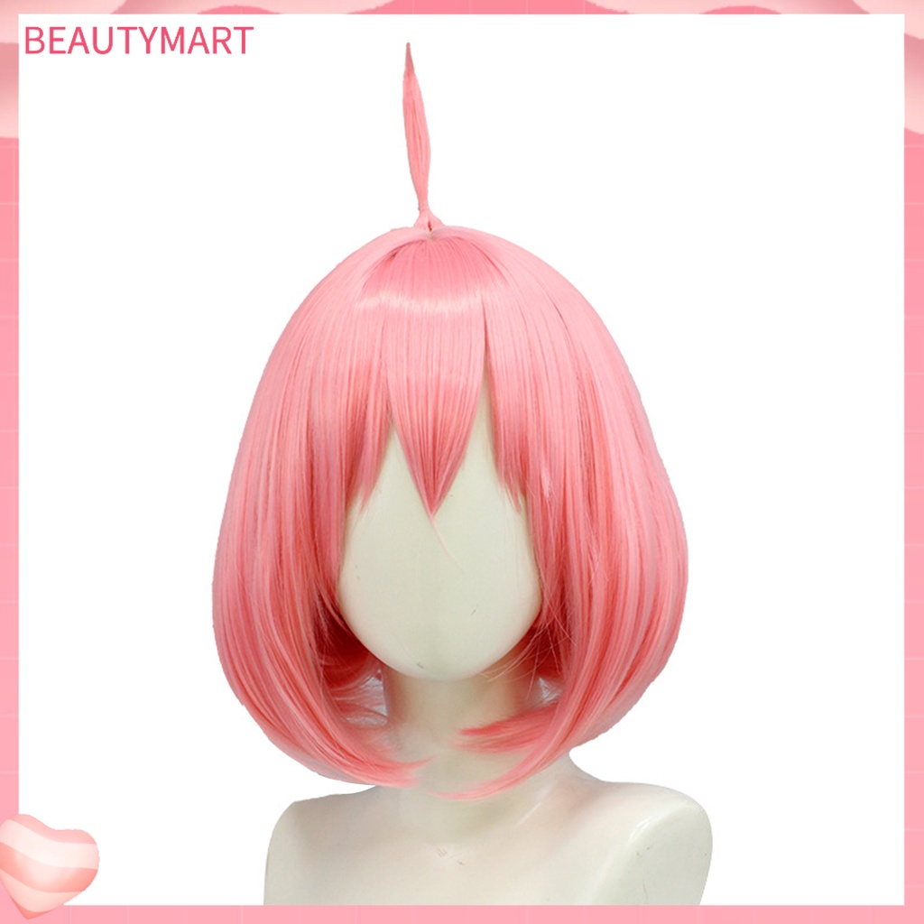 Bộ Tóc Giả Ngắn Bằng Sợi Tổng Hợp Màu Hồng Bóng Mượt Mà Chịu Nhiệt Độ Cao Cosplay Nhân Vật Anime
