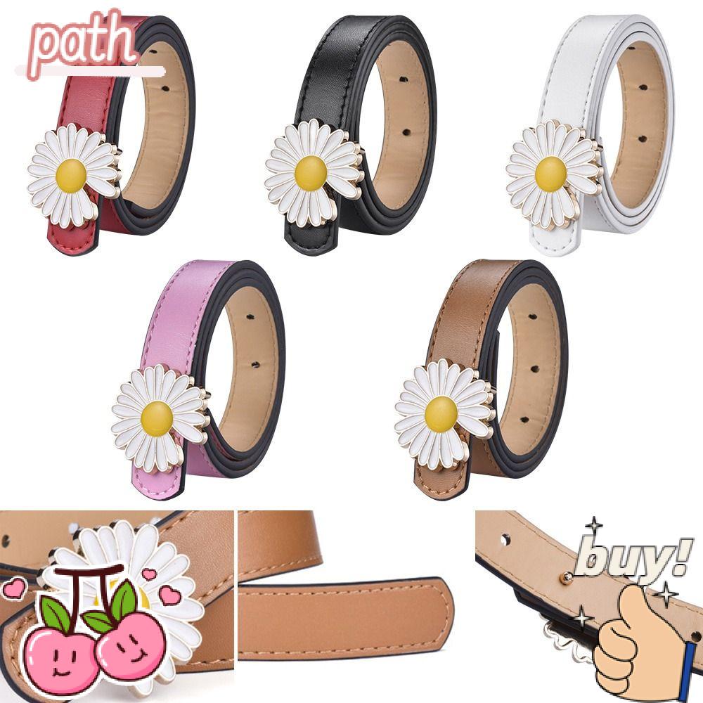 PATH Thắt Lưng Da PU Khóa Hình Hoa Cúc Thời Trang Cho Bé