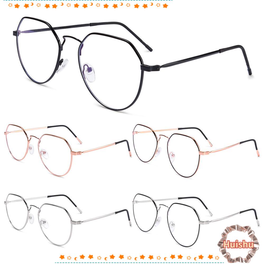 HS Mắt Kính Gọng Tròn Siêu Nhẹ Chống Ánh Sáng Xanh Phong Cách Vintage