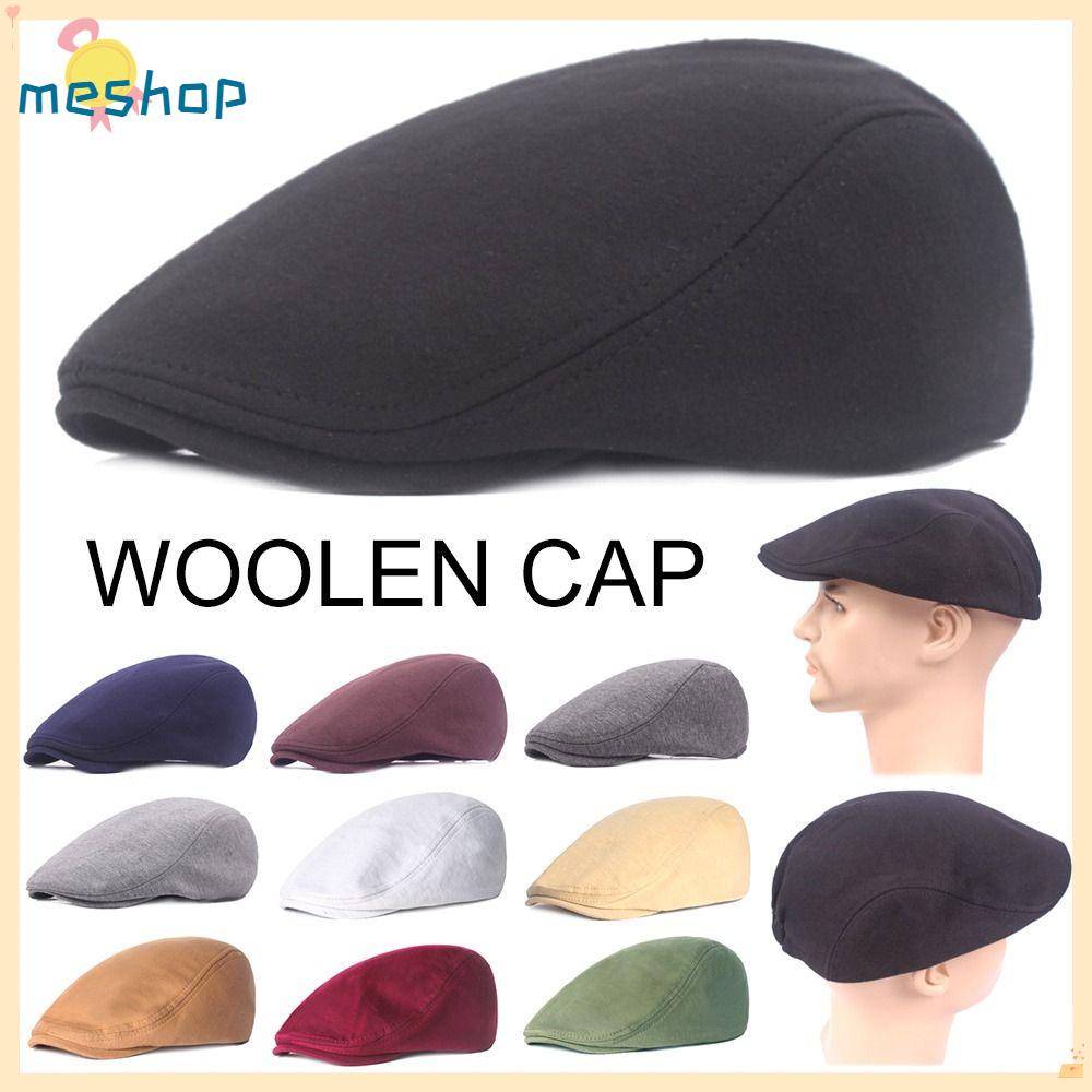 ME Mũ Beret Vải Len Màu Sắc Retro Thời Trang Xuân Thu Cho Nam
