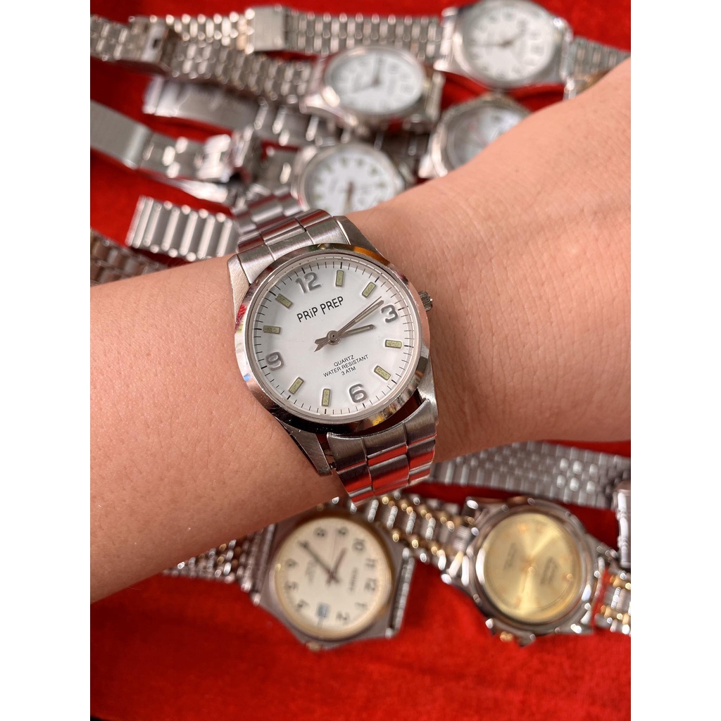 Đồng hồ nữ tay to size 32~38mm, một số nam tay nhỏ đeo được, thép không rĩ sáng bóng 2hand, vintage bãi Nhật