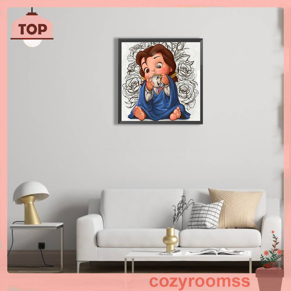 Tranh Đính Đá Kim Cương Toàn Bộ 5D DIY Hình Vẽ Công Chúa Belle