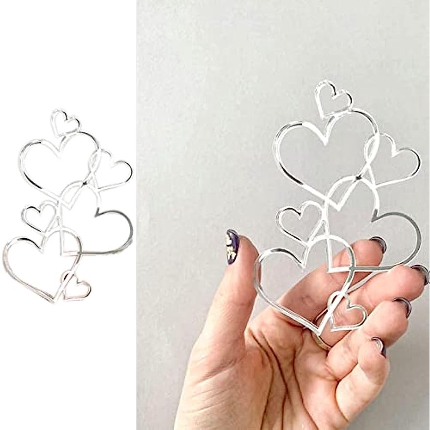 Que Cắm Trang Trí Bánh Kem Hình Trái Tim Màu Vàng / Bạc Dễ Thương